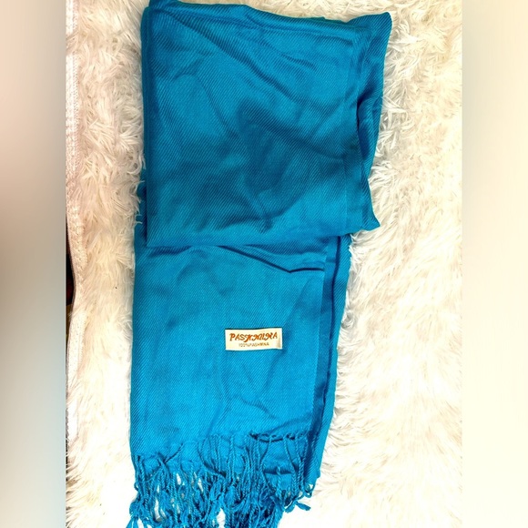 Aqua Pashmina‎ Fringe Soft Warm Women's 100% Pashmina Pop of Color Elegant 40x70 - Picture 1 of 3